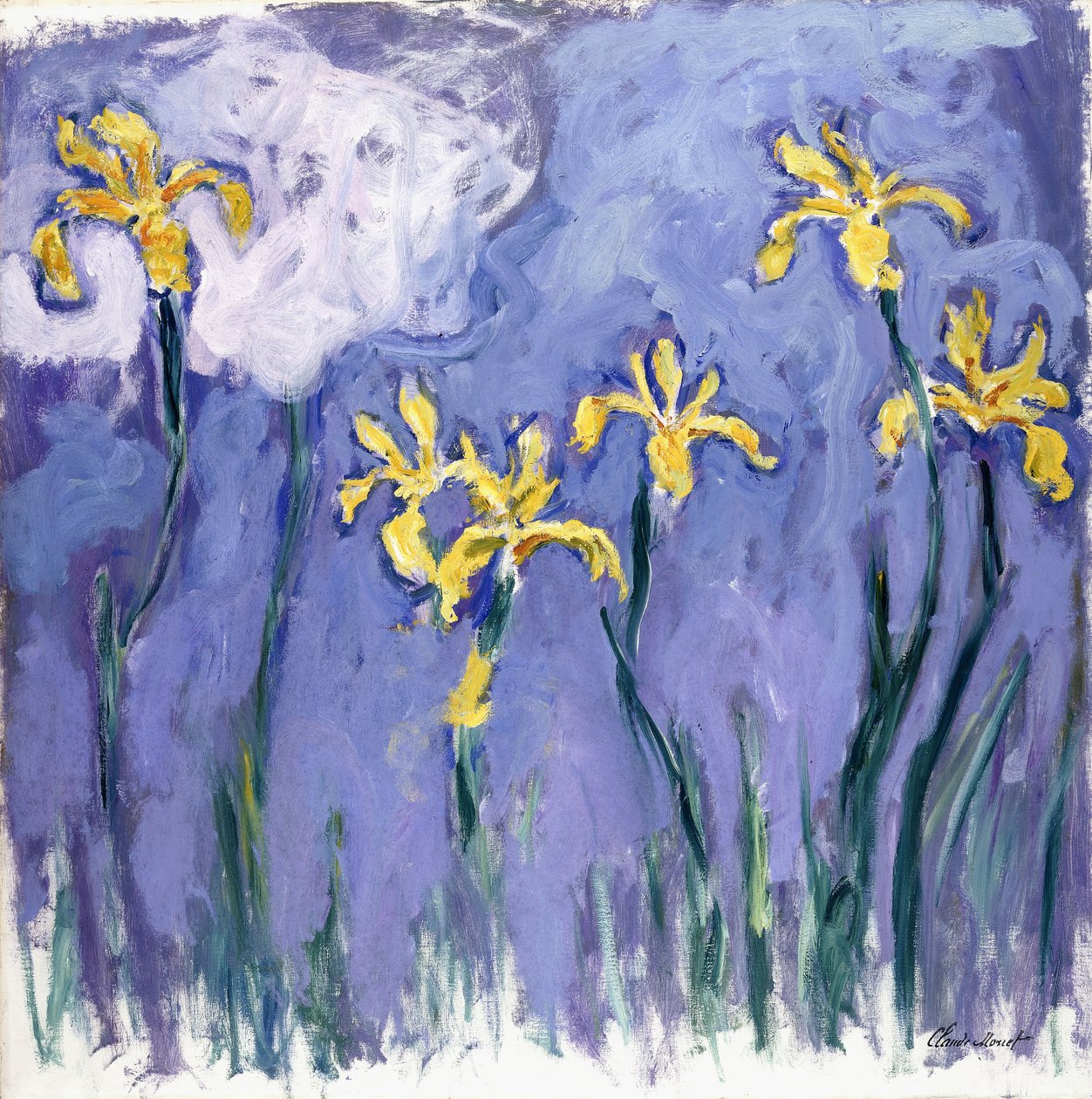 Sárga írisz rózsaszín felhővel, 1918 körül alkotó: Claude Monet