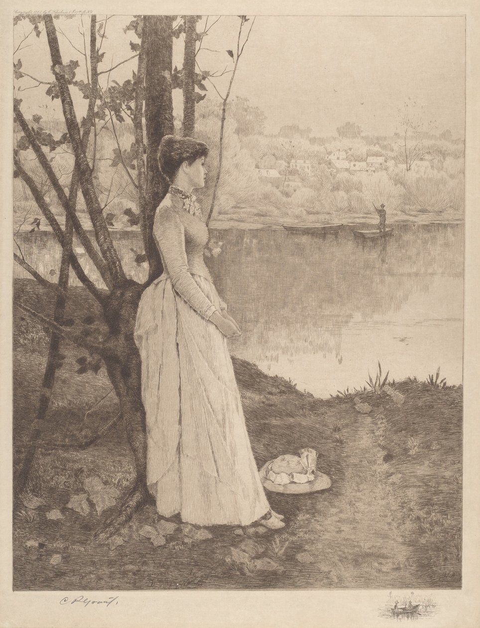 Cím nélkül (Hölgy a folyóparton) alkotó: Clement Rollins Grant
