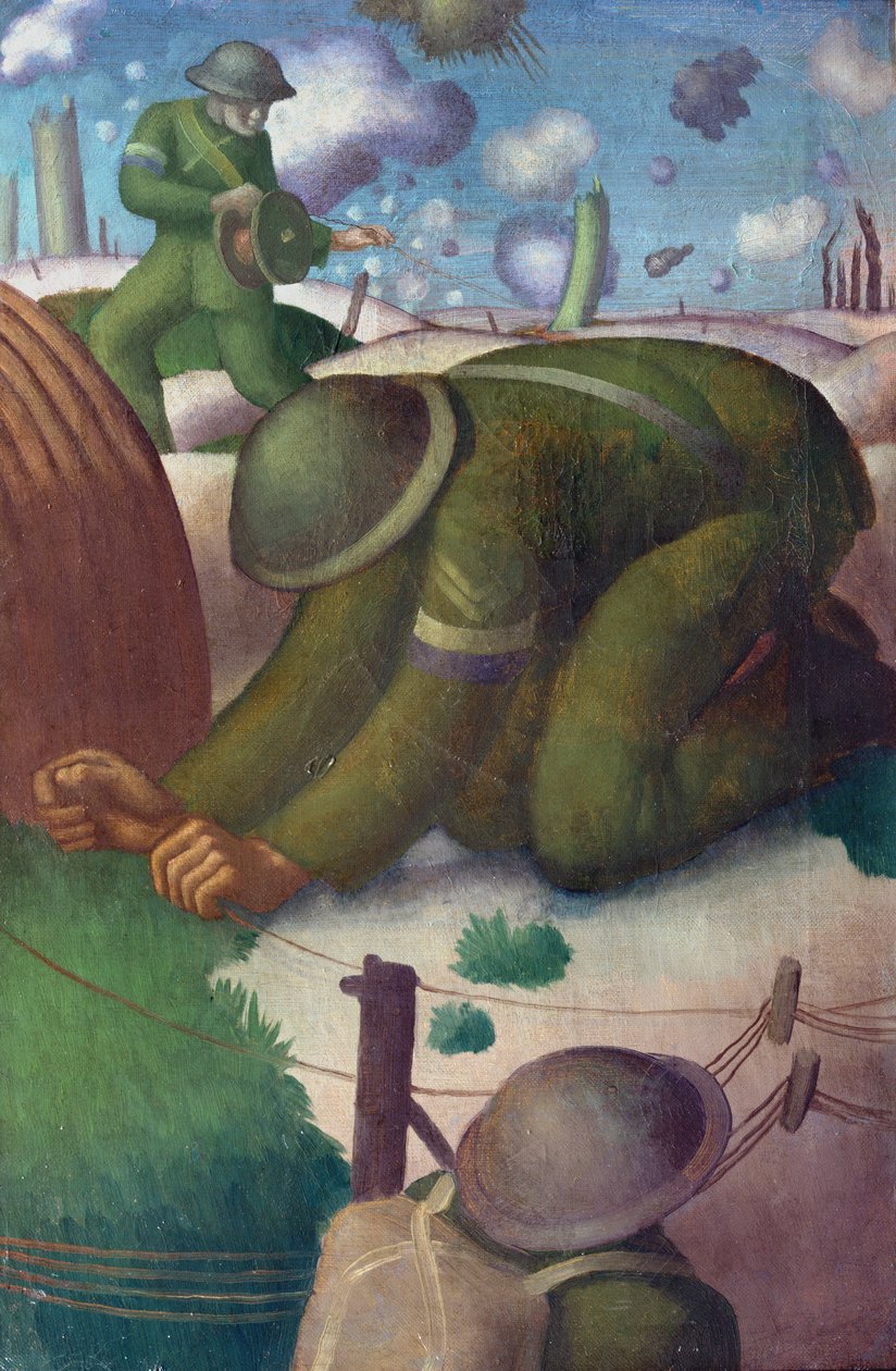 Telefonvezeték lefektetése, 1919 körül alkotó: Colin Unwin Gill
