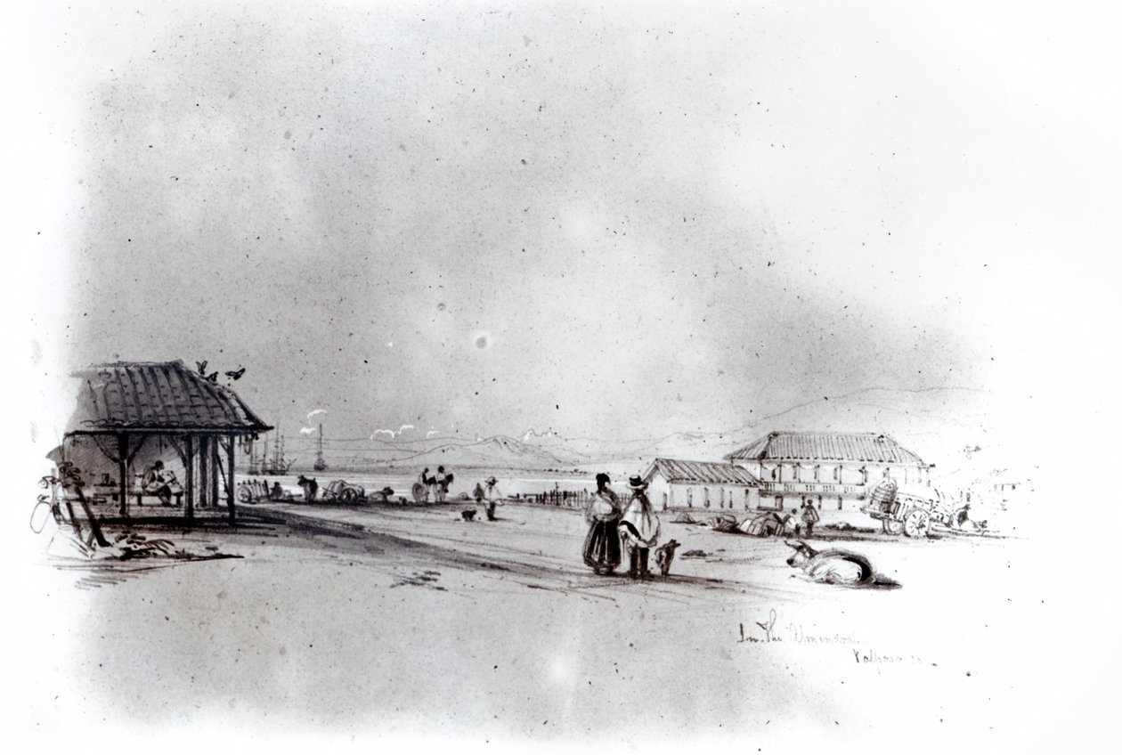 Valparaiso látképe, 1834 (ceruza és WC papíron) alkotó: Conrad Martens