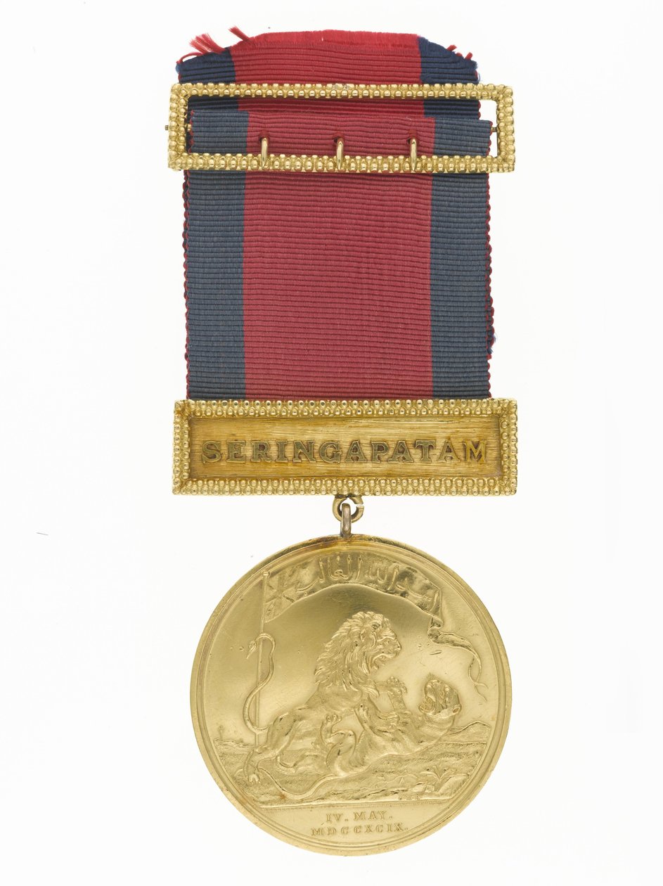 Szeringapatam-érem, 1799 (arany és szalag) alkotó: Conrad Heinrich Küchler