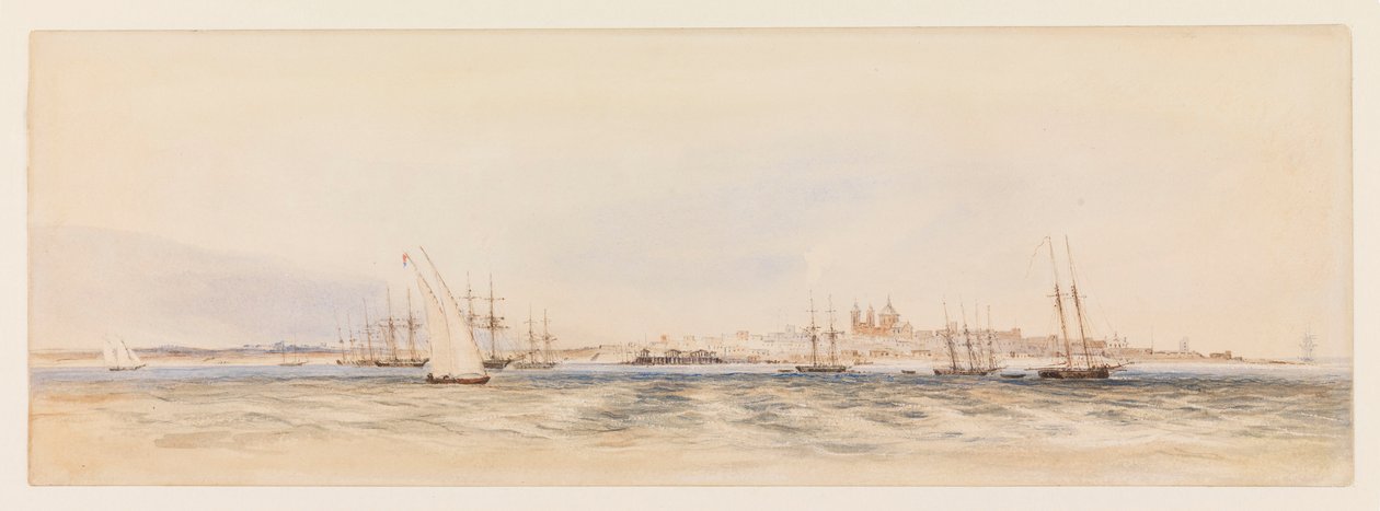 Montevideo kikötője, 1878 körül (akvarell) alkotó: Conrad Martens