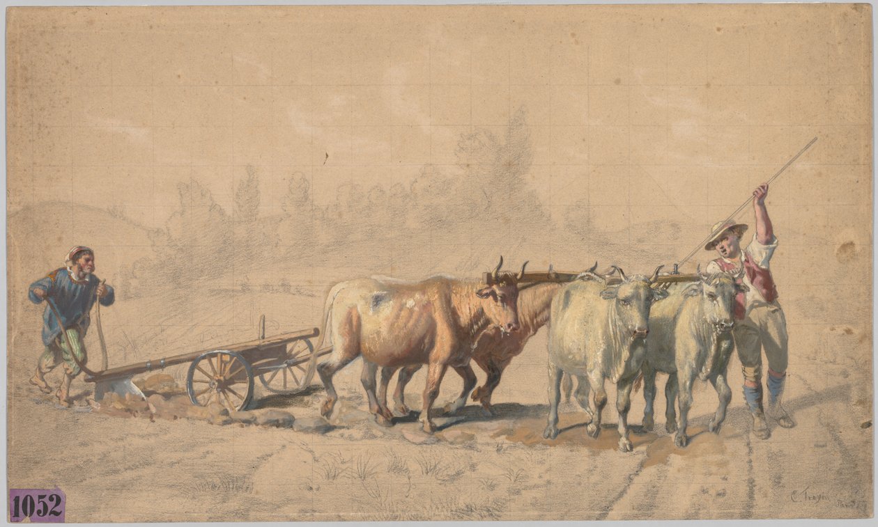 Ekét húzó négy ökör, 1853. alkotó: Constant Troyon