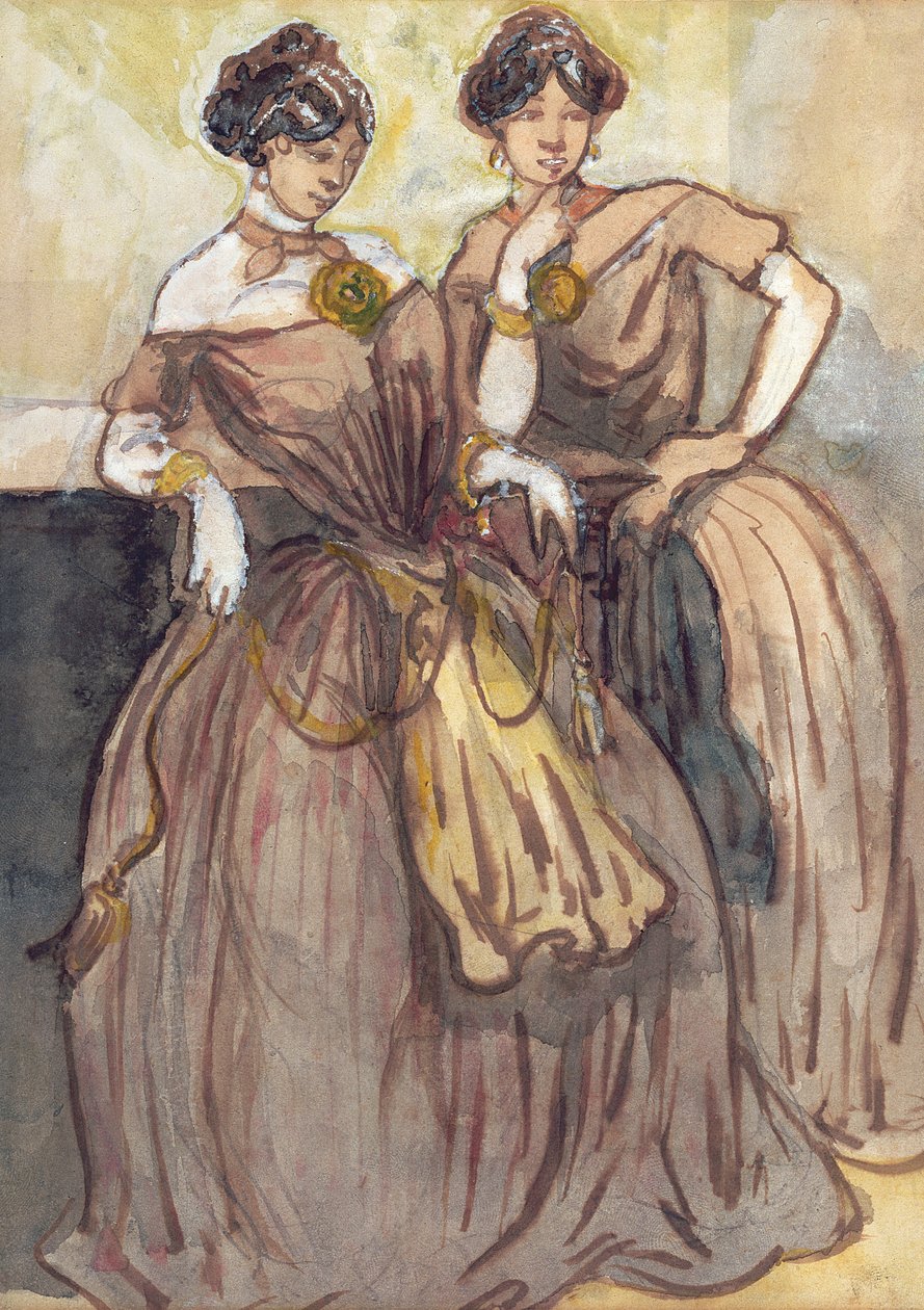 Két fiatal nő állva (gouache) alkotó: Constantin Guys