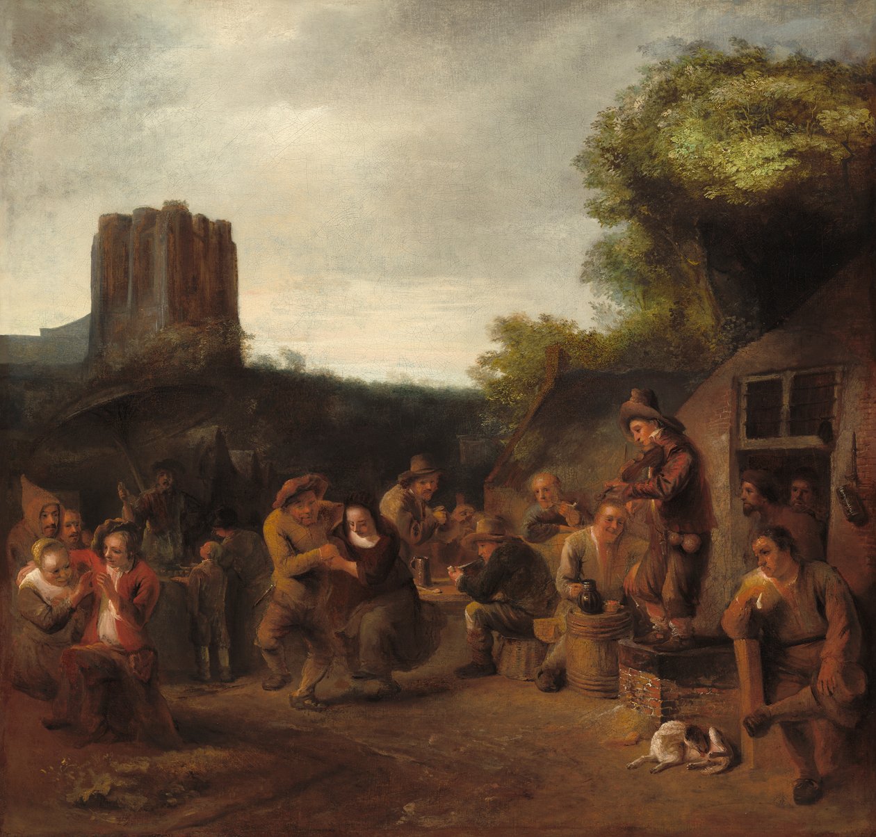 Vidámság a fogadó közelében, 1650 körül alkotó: Constantin Daniel van Renesse