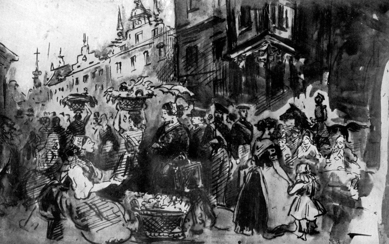 Egy utca Elzászban, 19. század, 1930. alkotó: Constantin Guys