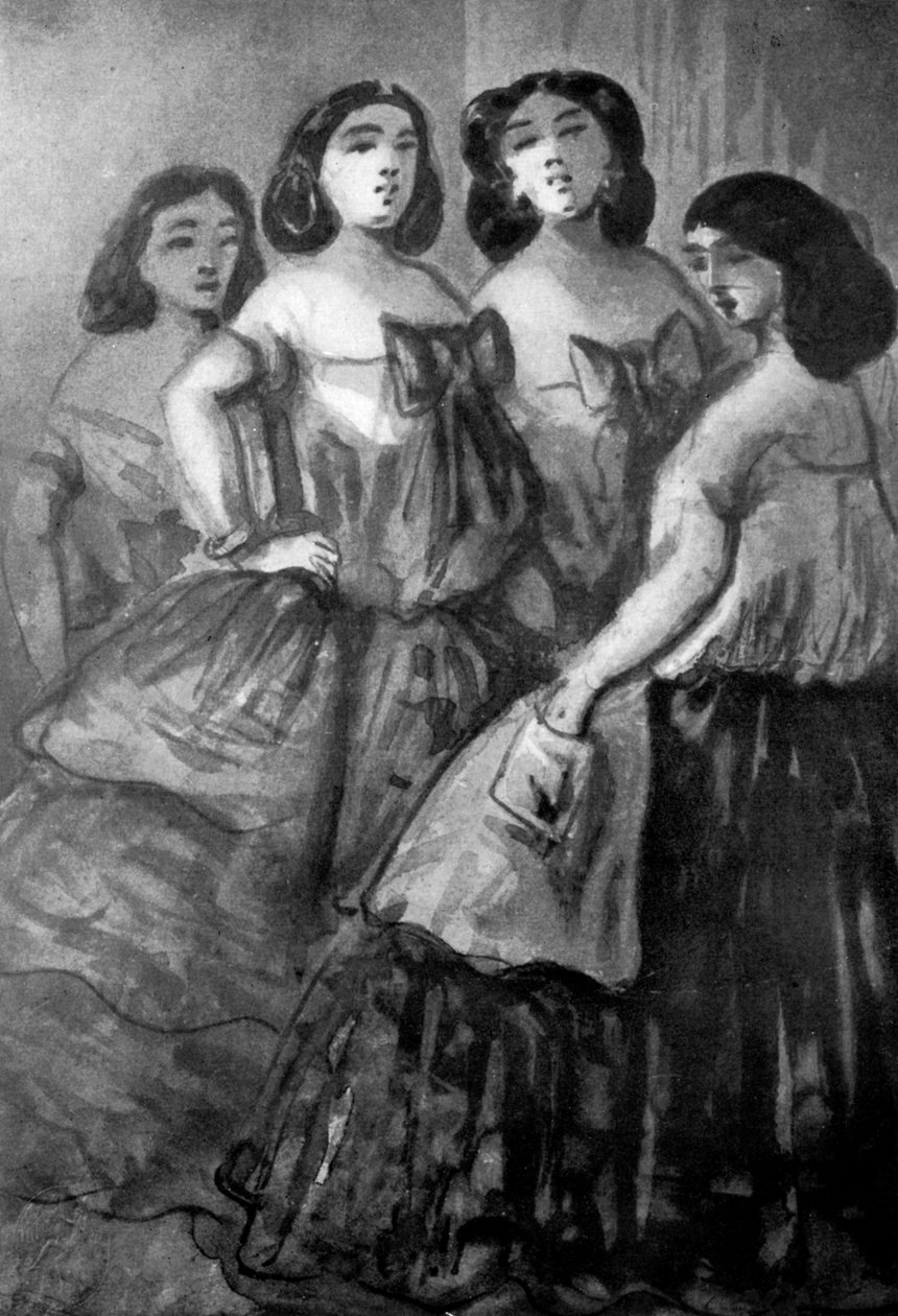 Négy lány, 19. század, 1930. alkotó: Constantin Guys