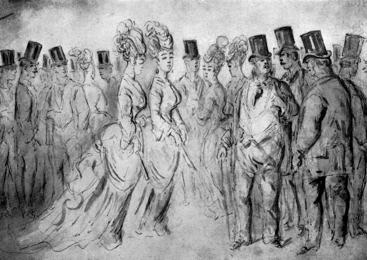 A sétány, 19. század, 1930. alkotó: Constantin Guys