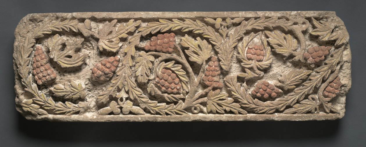 Frieze lombozattal és szőlővel, 300-400-as évek (mészkő) alkotó: Coptic Coptic