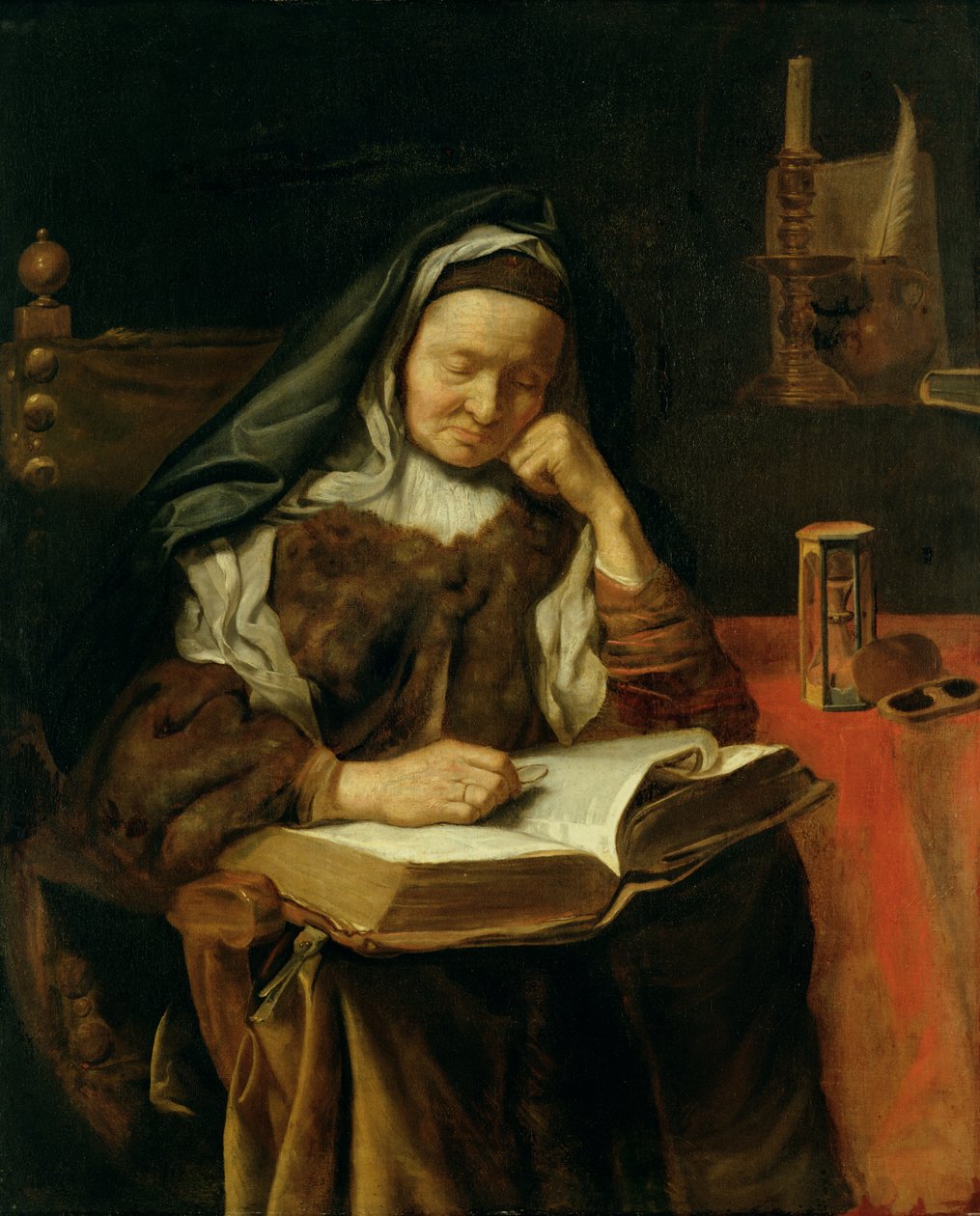 Alvó öregasszony alkotó: Cornelis Bisschop