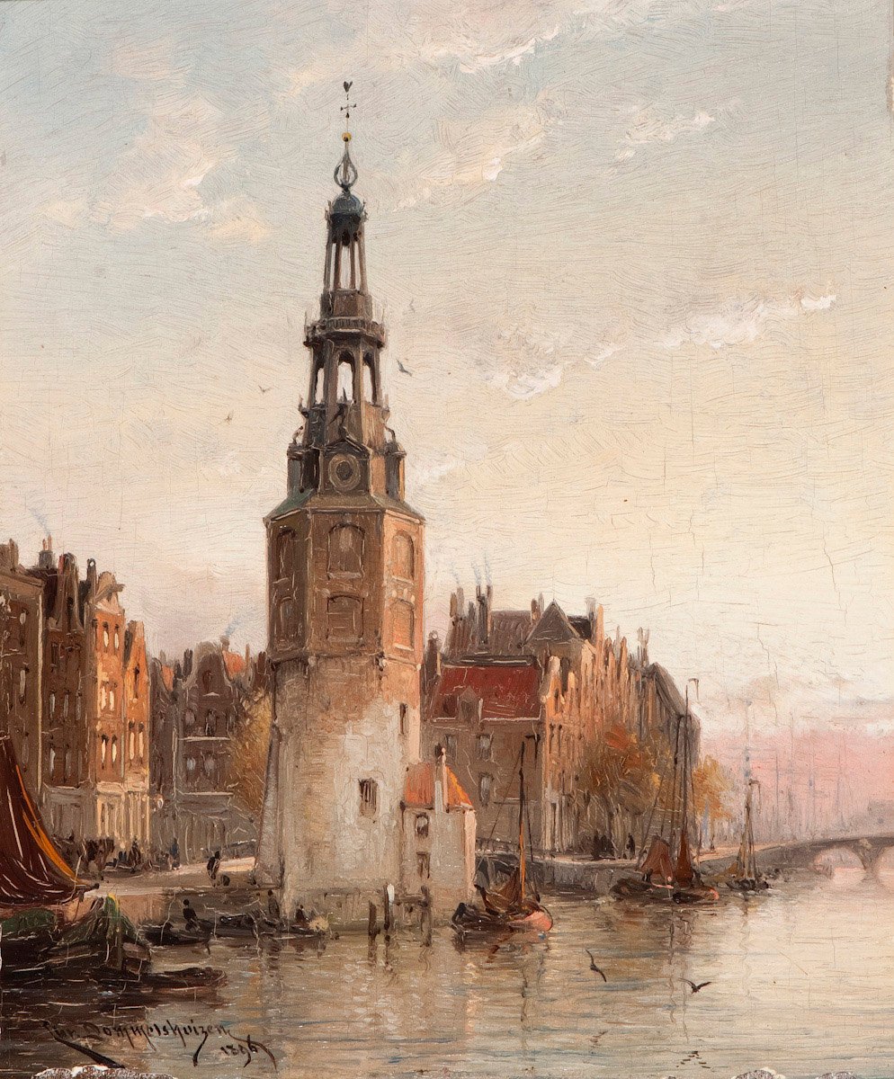 A Montelbaanstower Amszterdamban. alkotó: Cornelis Christiaan Dommersen