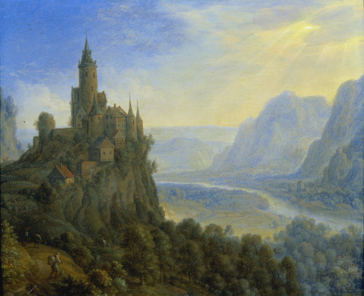 Hegyvidéki táj kastéllyal alkotó: Cornelis Saftleven