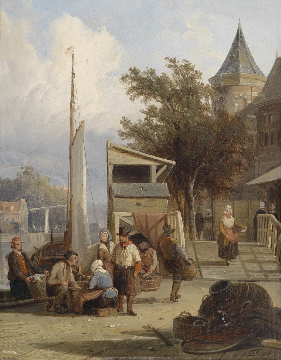 Halászok a mólón alkotó: Cornelis Springer
