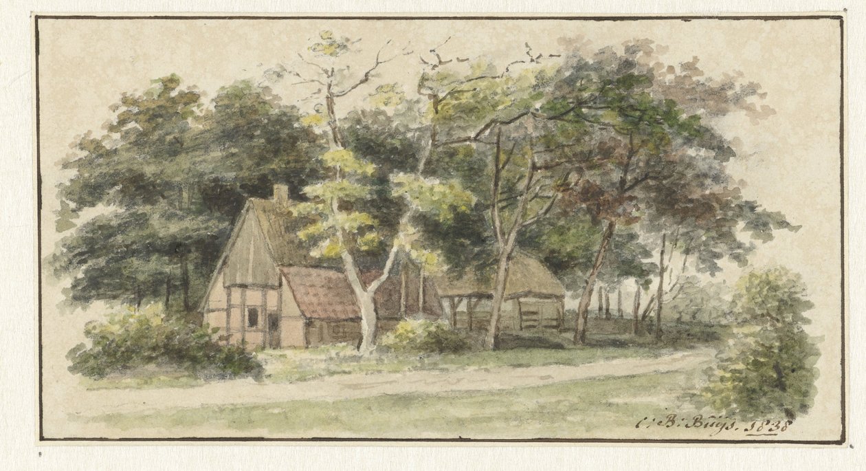 Farm a fák között alkotó: Cornelis Bernardus Buijs