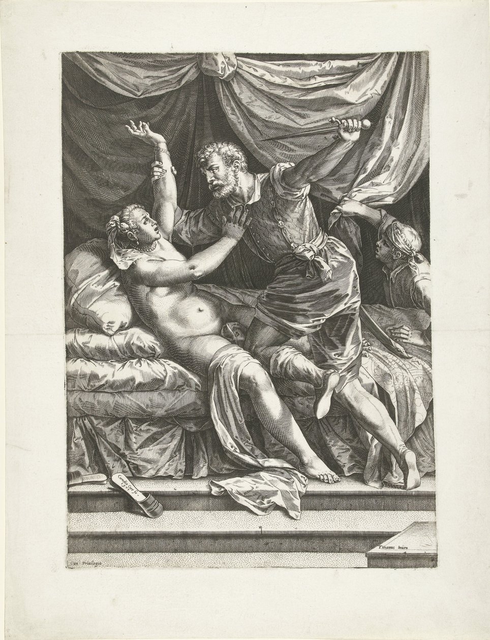 Lucretia en Sextus alkotó: Cornelis Cort