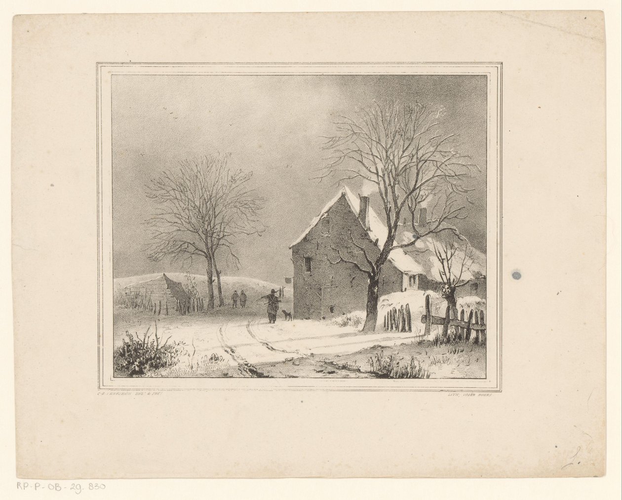 Házak a havas tájon alkotó: Cornelis Gerrit Verburgh