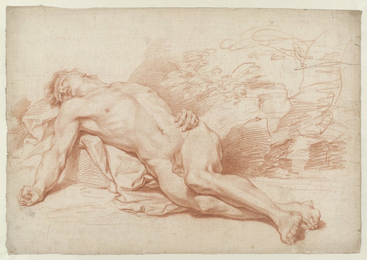 Fekvő férfi akt alkotó: Cornelis Joseph d
