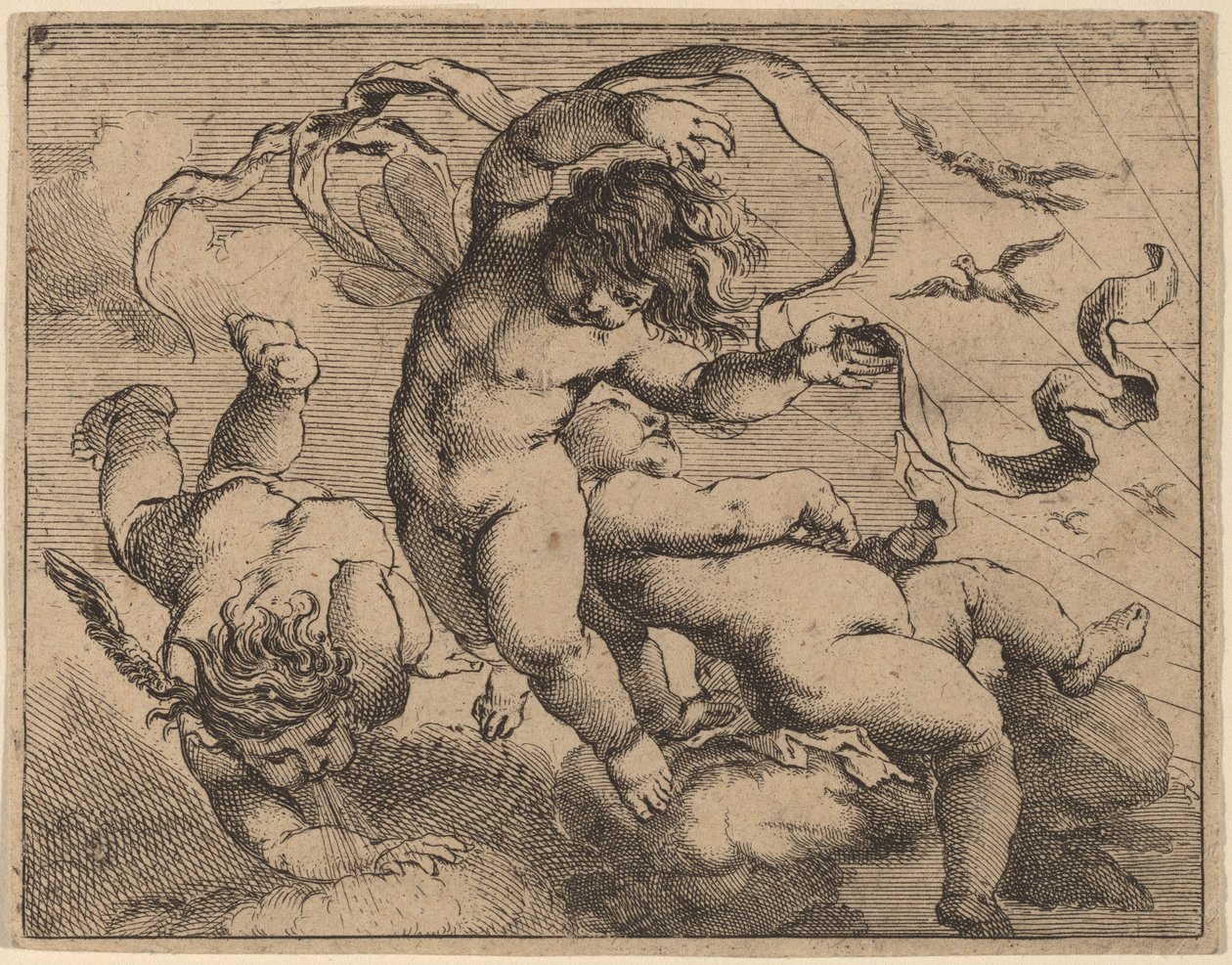 Három repülő putti alkotó: Cornelis Schut I