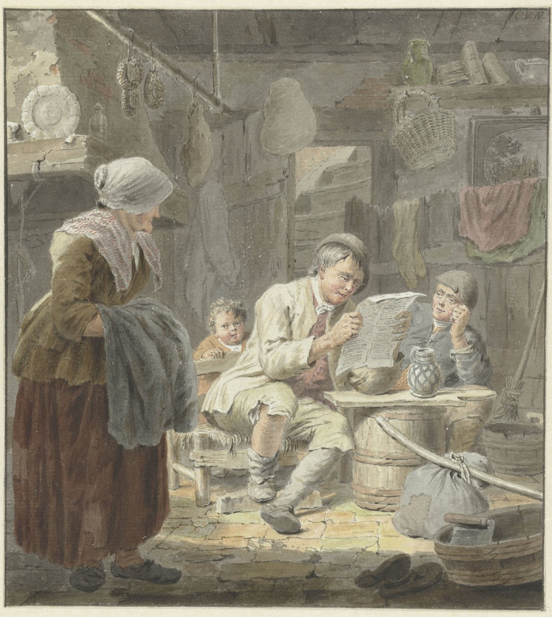 Az újságolvasó alkotó: Cornelis van Noorde