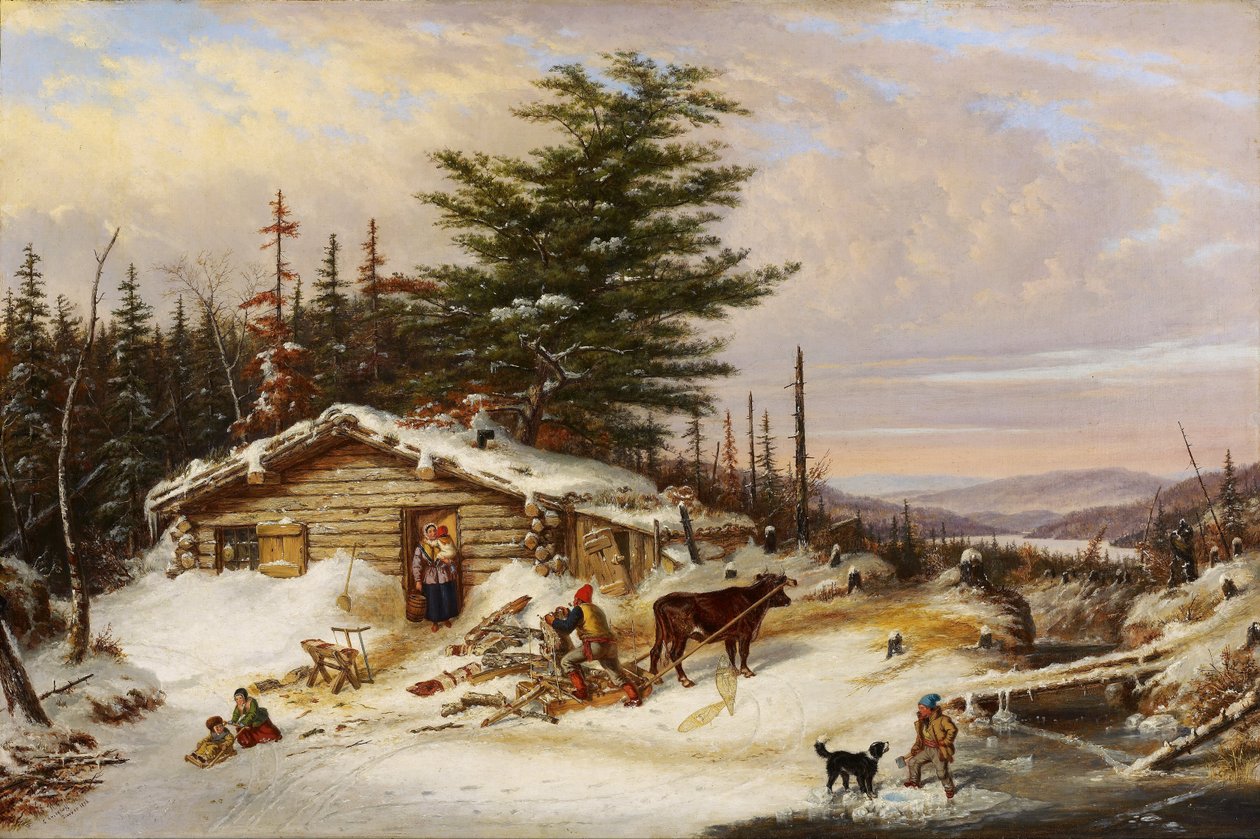 Telepesek rönkháza alkotó: Cornelius Krieghoff