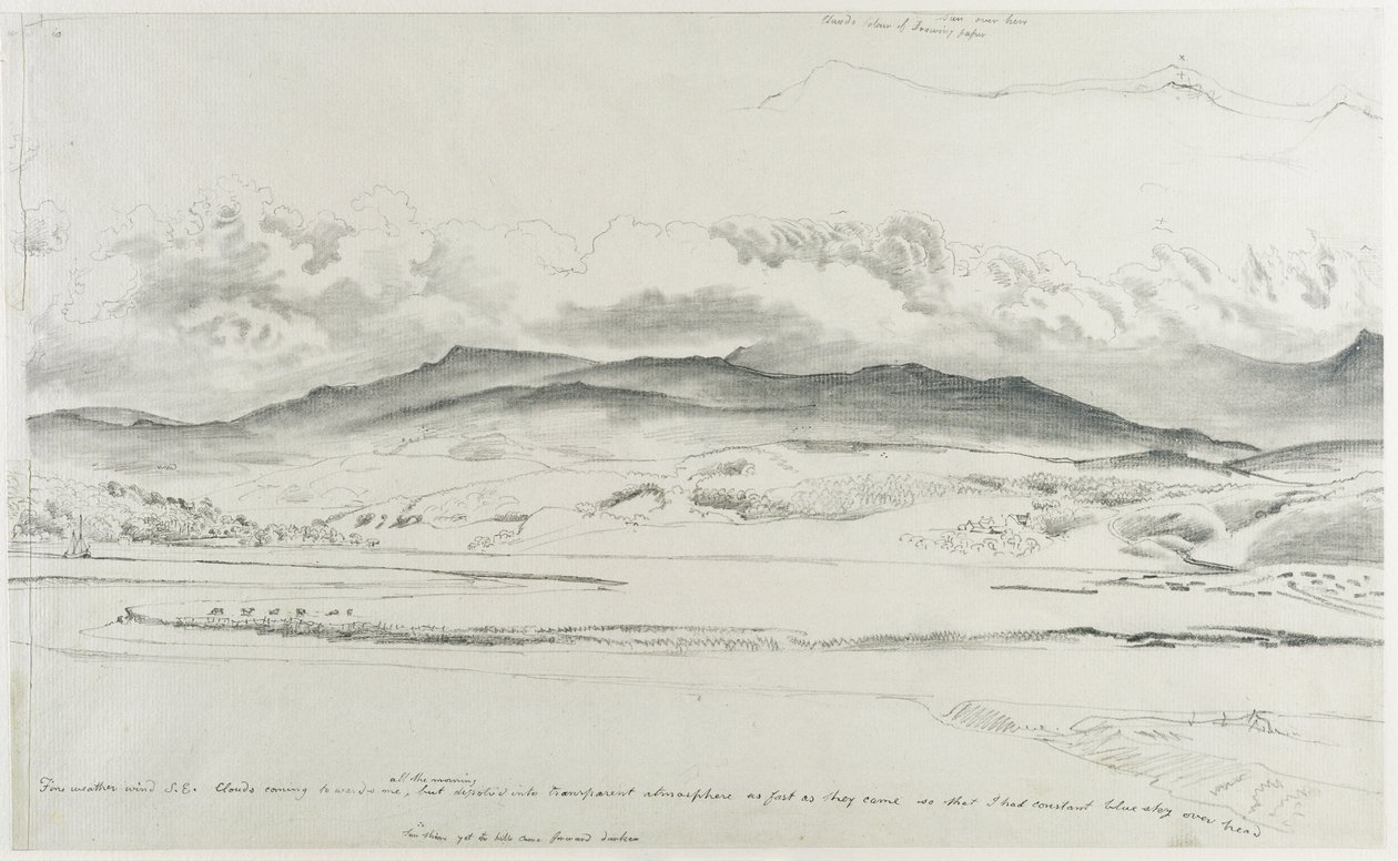 Hegyi panoráma Walesben – Cader Idris (fekete kréta papíron) alkotó: Cornelius Varley