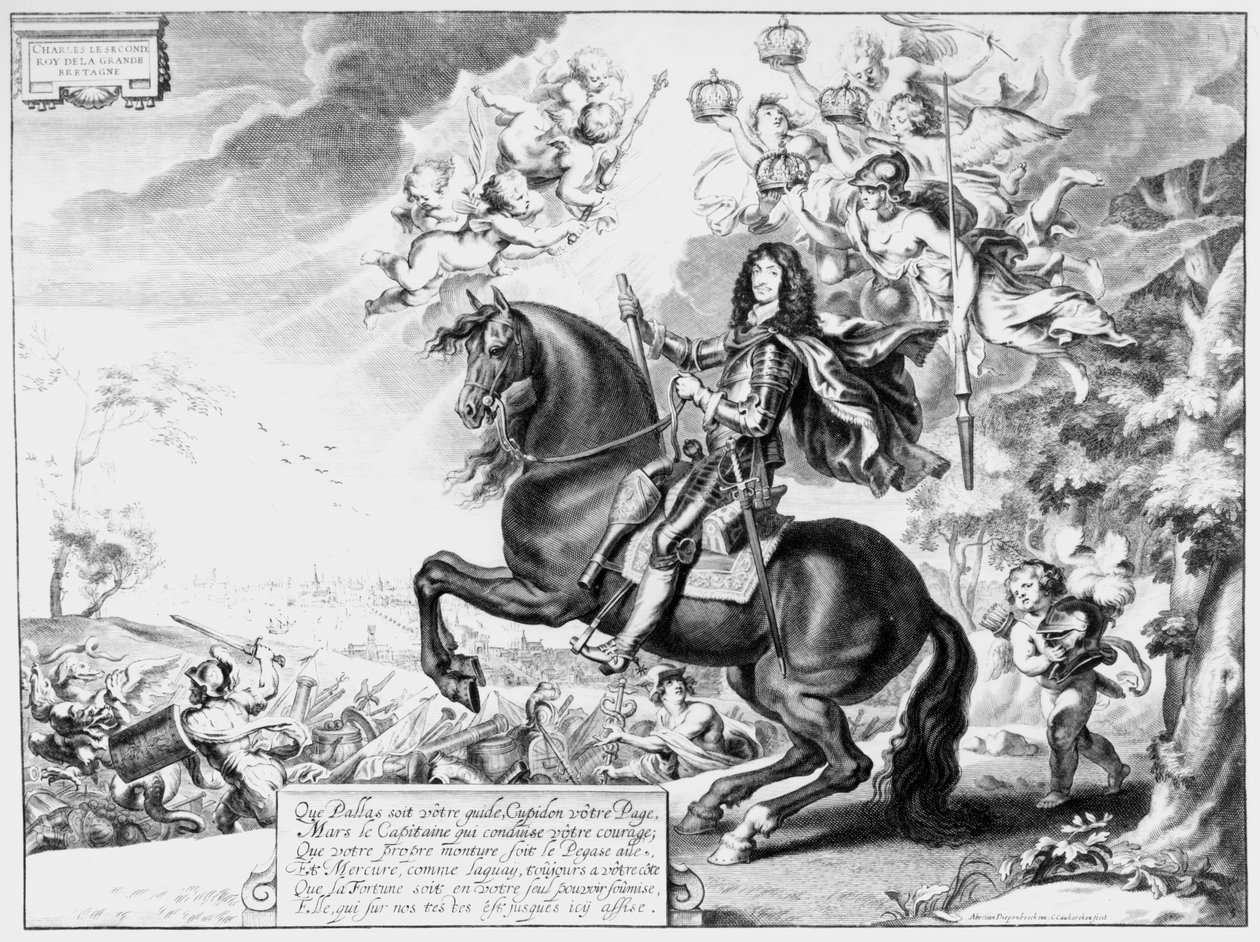 II. Károly (1630-85) lovas portréja istenekkel alkotó: Cornelius van Caukercken