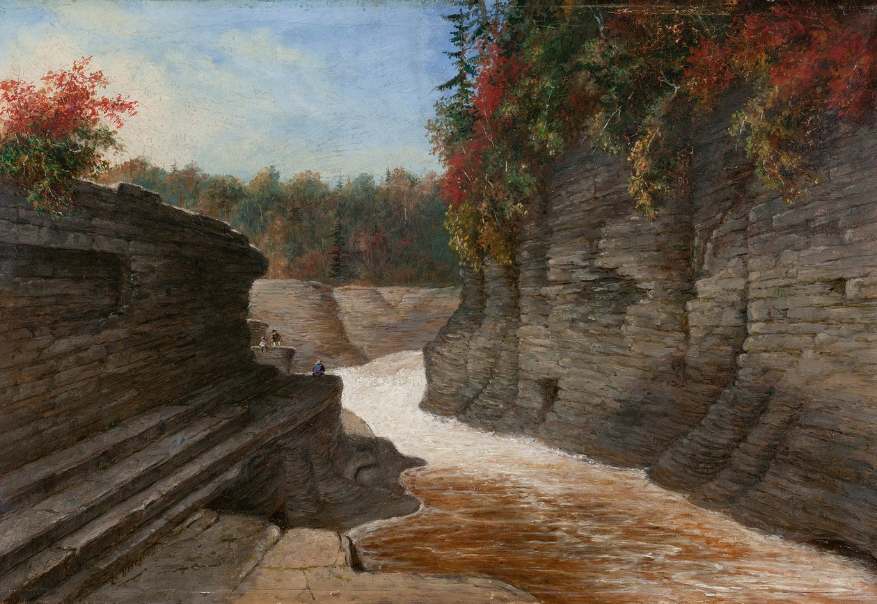 Folyó -szurdok, ősz alkotó: Cornelius Krieghoff