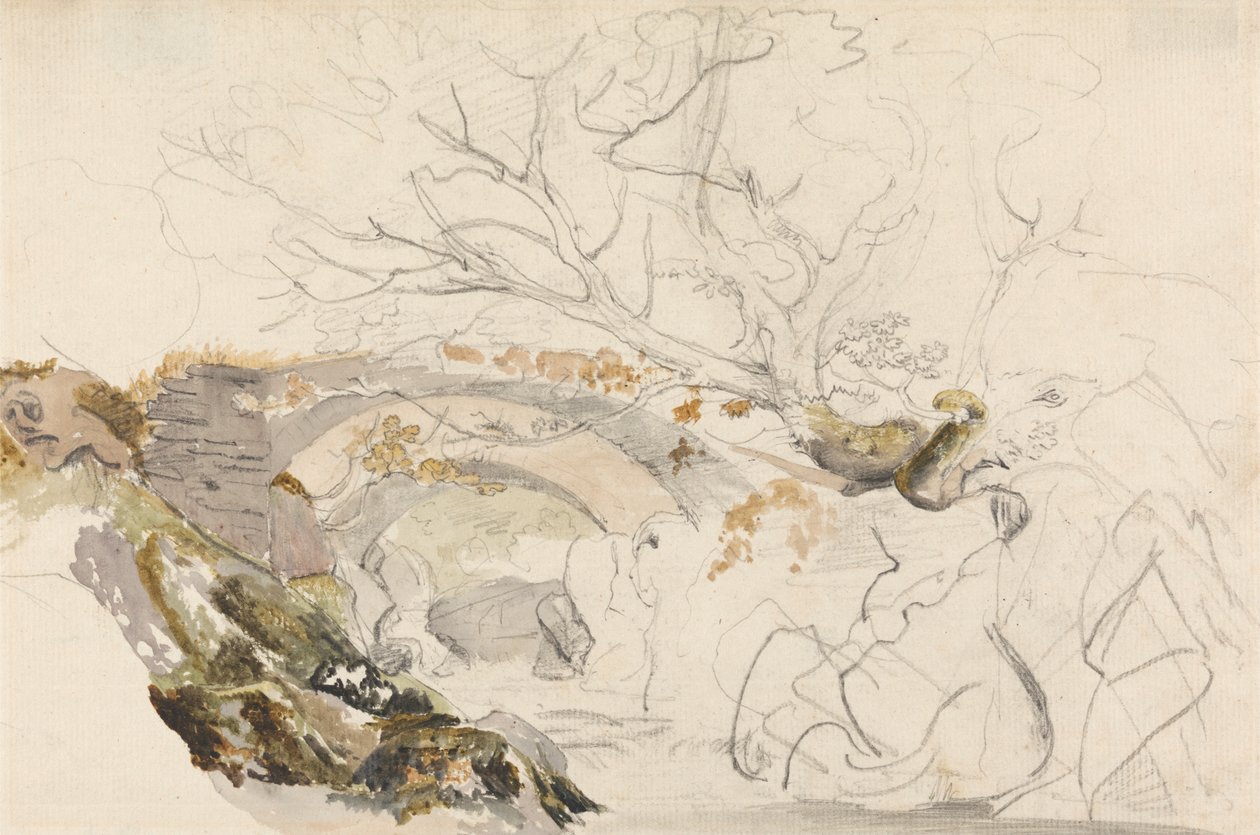 Híd és fák alkotó: Cornelius Varley