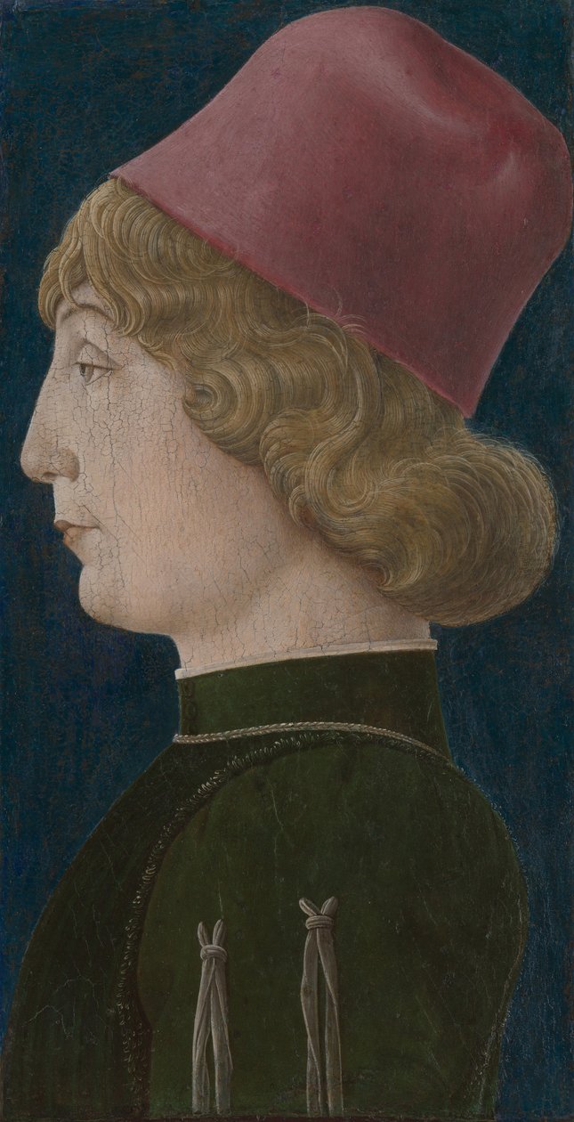 Fiatal férfi portréja, 1470-es évek. alkotó: Cosmè Tura