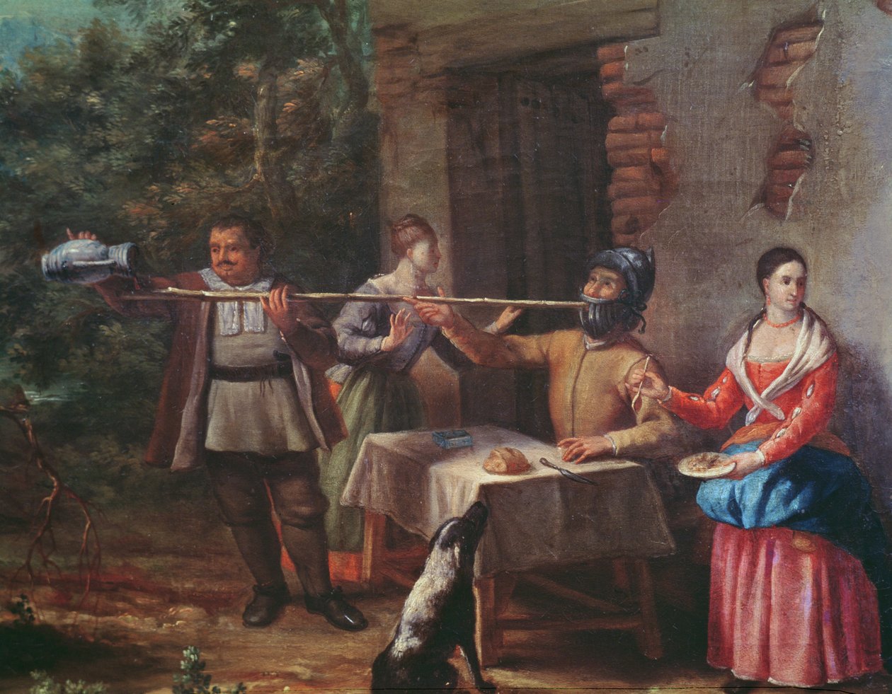 Don Quijote iszik egy fogadóban alkotó: Cristobal Valero