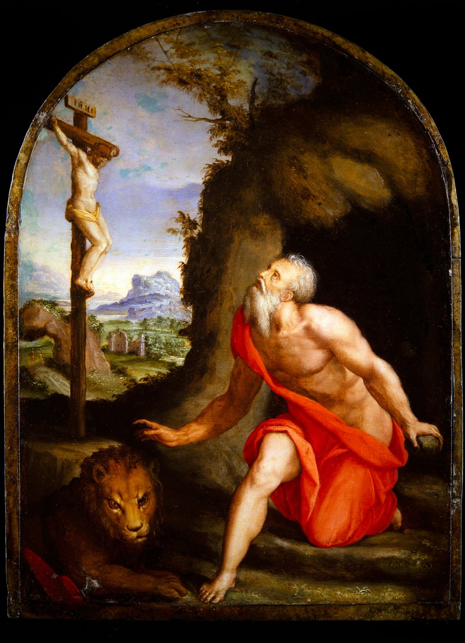Szent Jeromos (olaj ezüstözött rézre) alkotó: Cristofano Allori