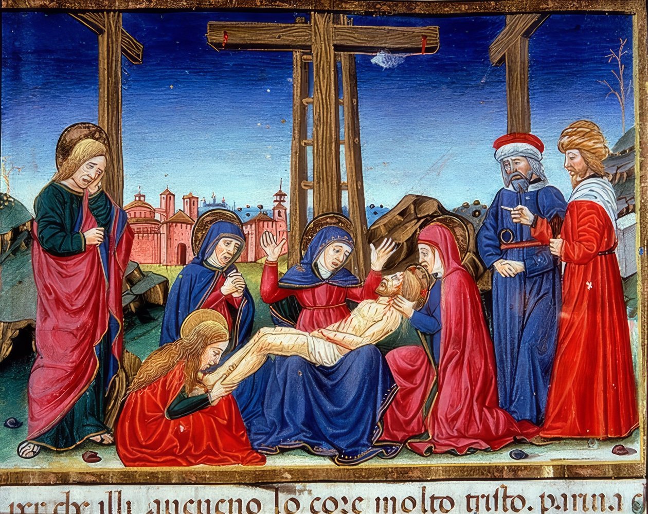 Kreuzabnahme (kb.123r). 1476 alkotó: Cristoforo De Predis