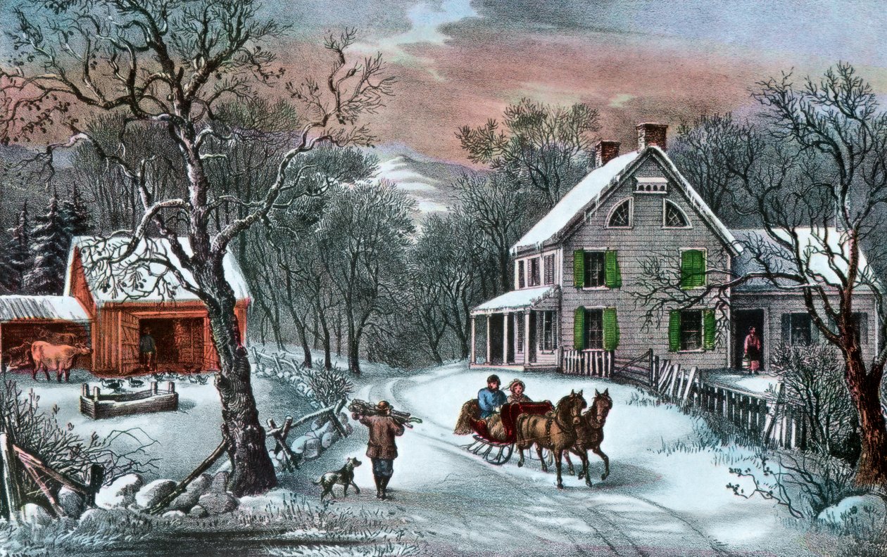 Amerikai tanya télen, 1868 alkotó: Currier and Ives
