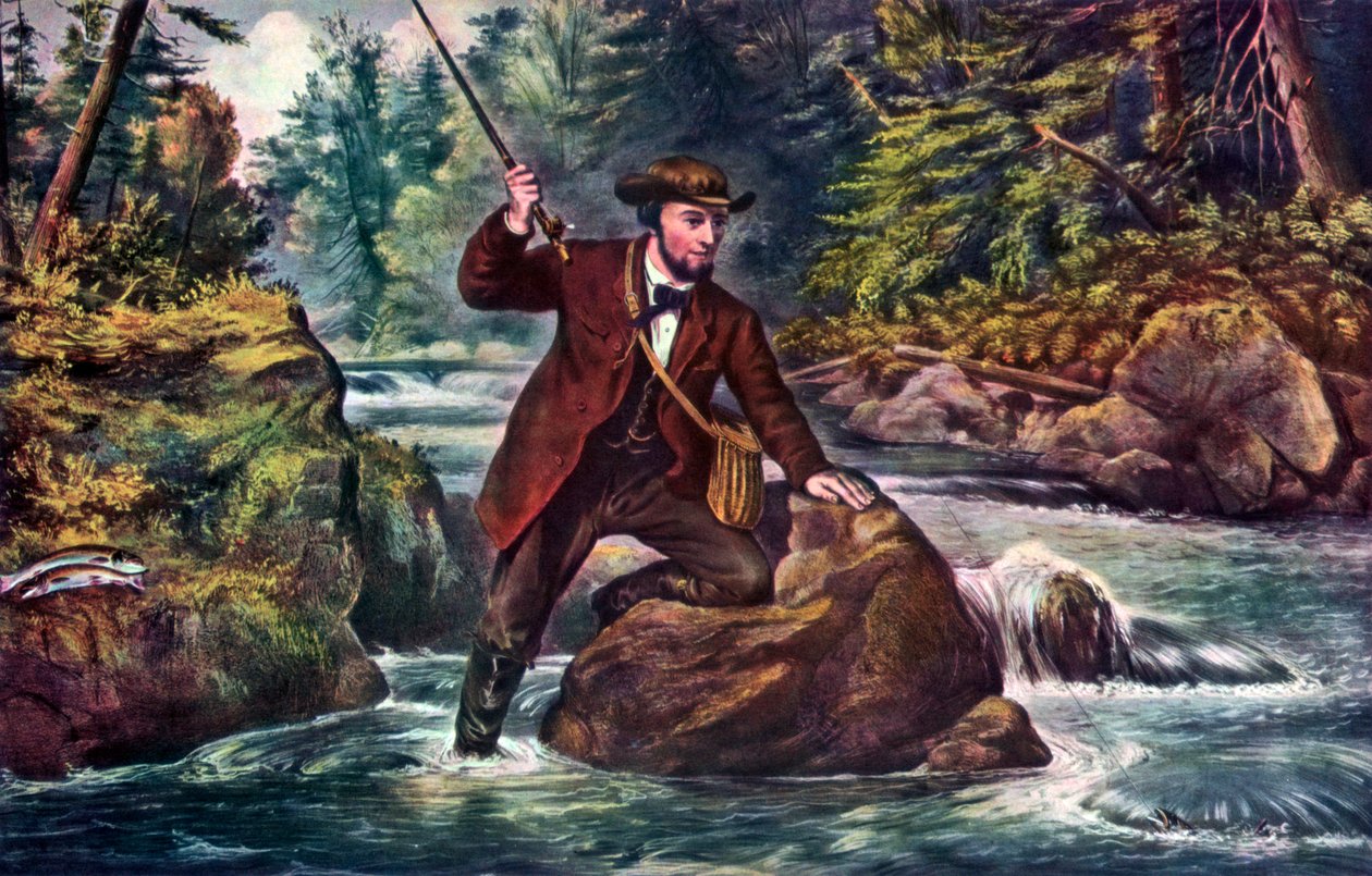 Pisztránghalászat, 1862. alkotó: Currier and Ives