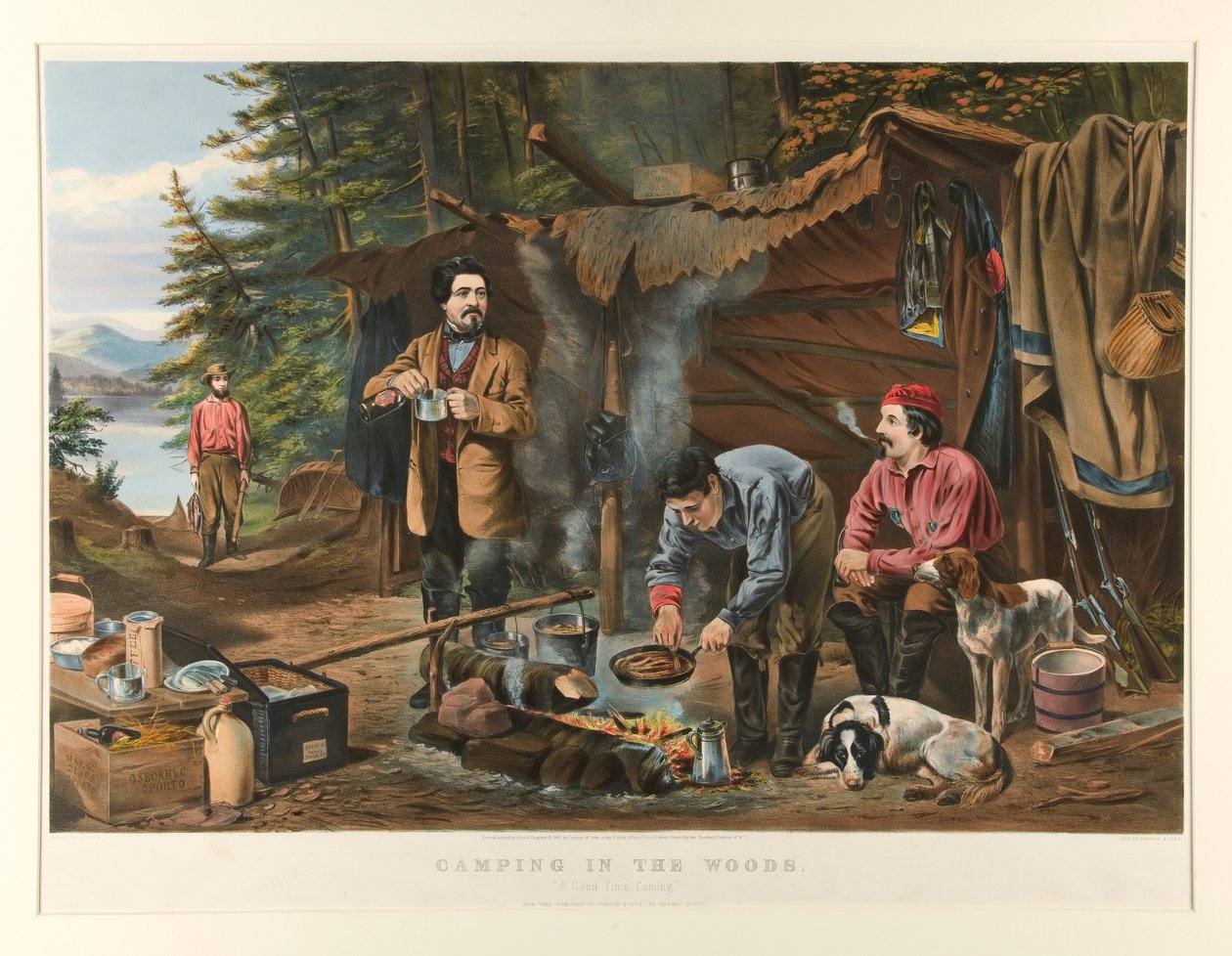 Kemping az erdőben. alkotó: Currier and Ives
