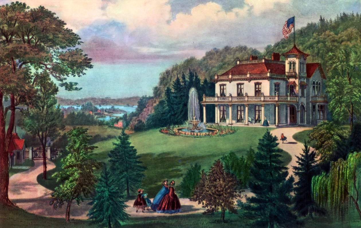 Élet a vidéken, Este, 1862. alkotó: Currier and Ives