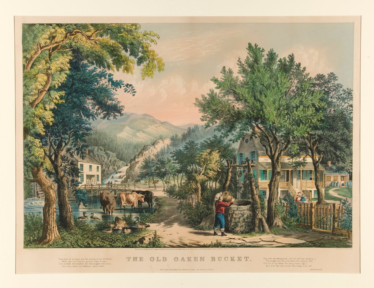 Az öreg tölgyfa vödör alkotó: Currier and Ives