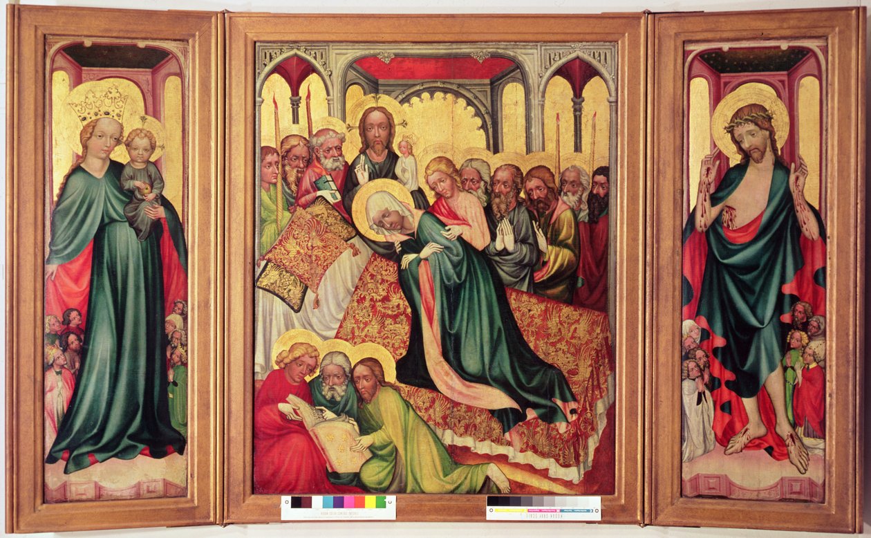 Roudnice Triptichon, 1400-10 körül (tempera a panelen) (a részletekért lásd a 404565-ös számot) alkotó: Czech School