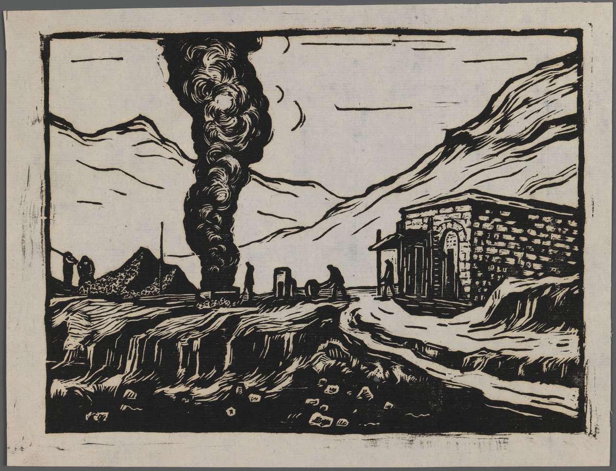 Acélfinomító, 1945 körül (fametszet) alkotó: Dah Ma