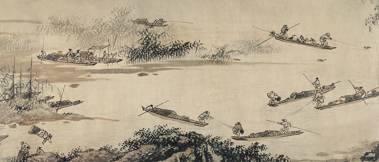 Halászok egy őszi folyón, Ming-dinasztia (tinta és szín a papíron) alkotó: Dai Jin