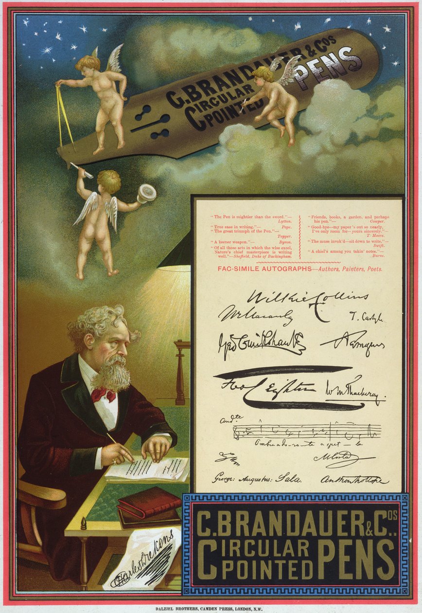 C. Brandauer und Co. Circular Pointed Pens hirdetése alkotó: Dalziel Brothers