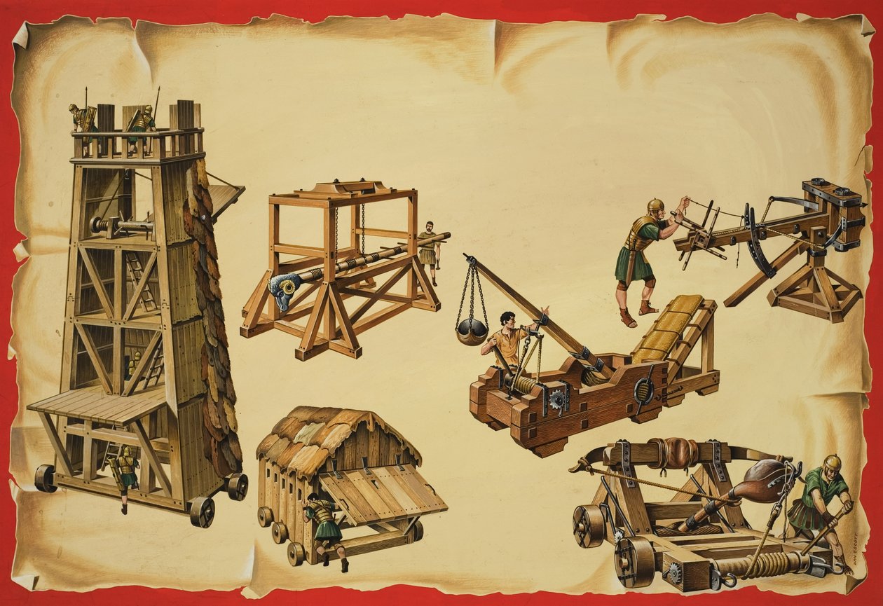 Ostromgépek (gouache, papír) alkotó: Dan Escott