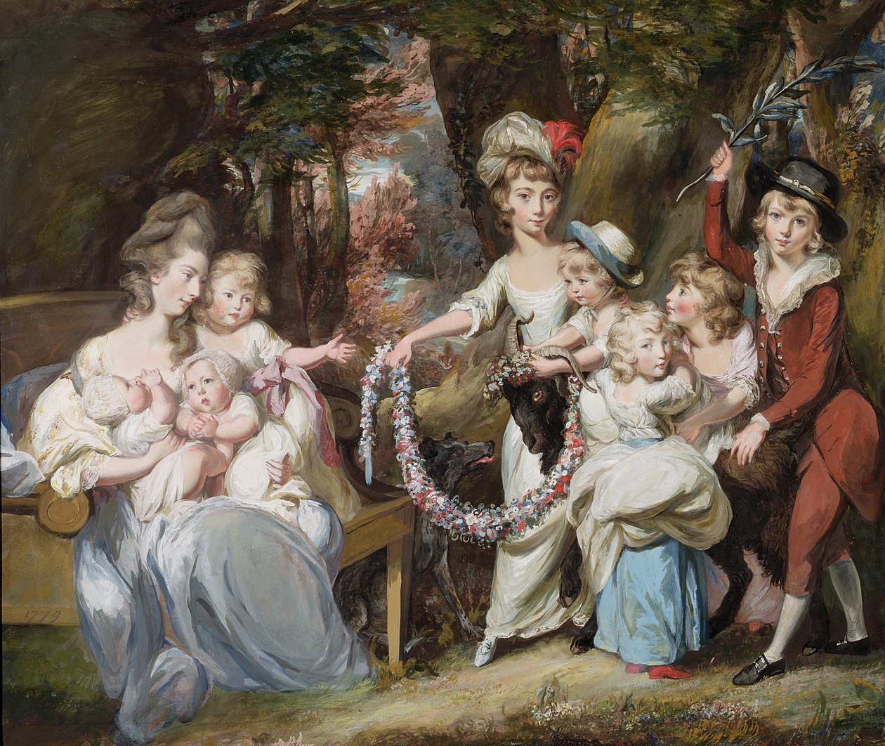 Justinian Casamajor asszony és nyolc gyermeke, 1779 (gouache, pasztell és olaj, vászonra fektetett papíron) alkotó: Daniel Gardner
