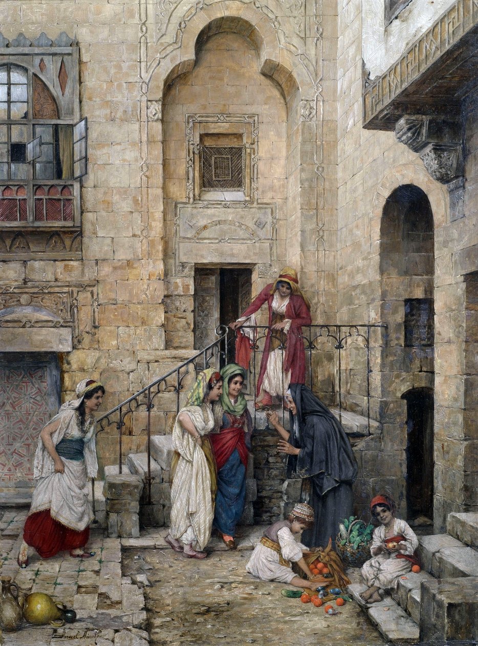 Hárem hölgyek egy palota udvarán. alkotó: Daniel Israel