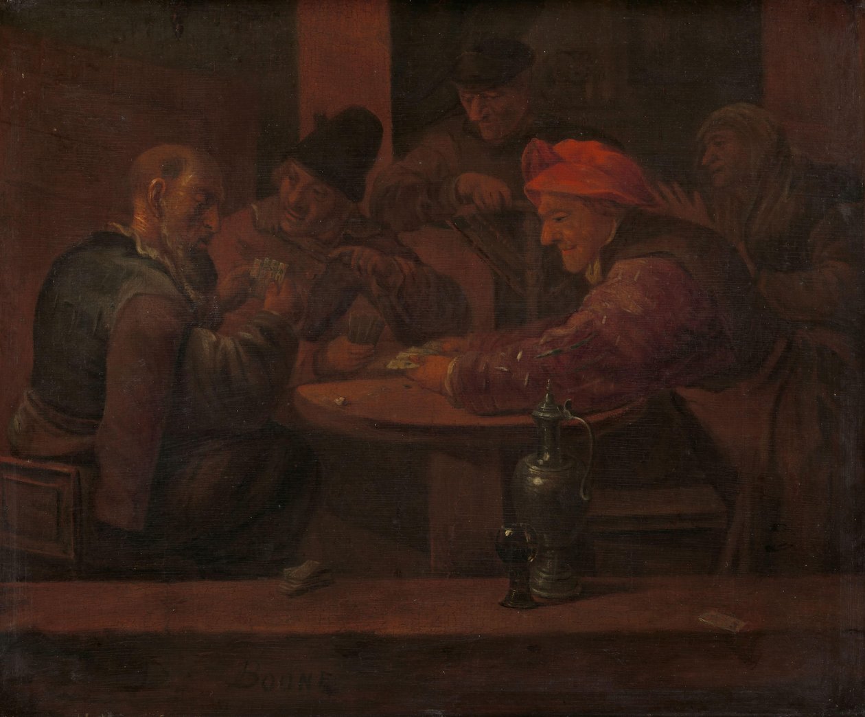 Férfiak kártyáznak egy kocsmában alkotó: Daniel Boone