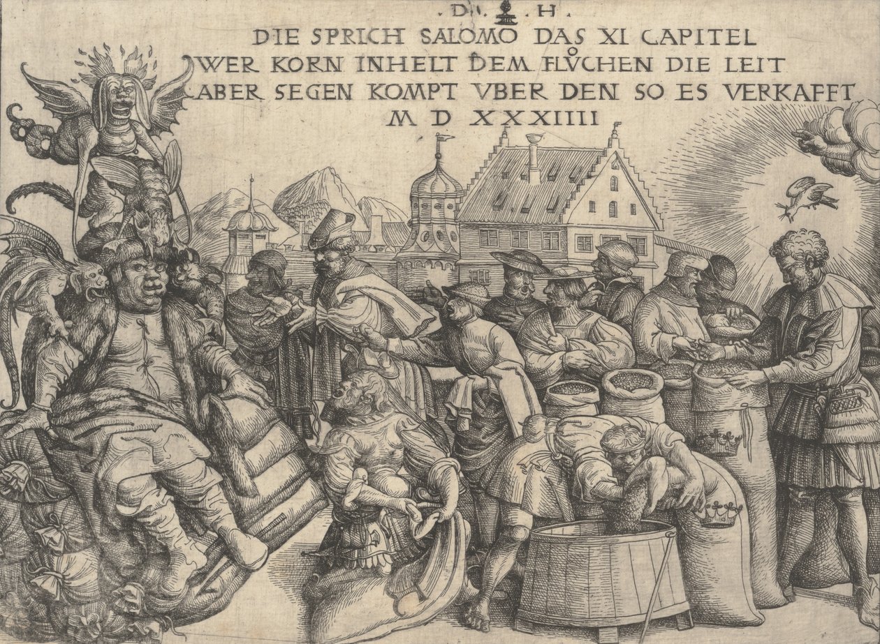 Illusztráció a Példabeszédek 11:26-hoz, 1534. alkotó: Daniel Hopfer