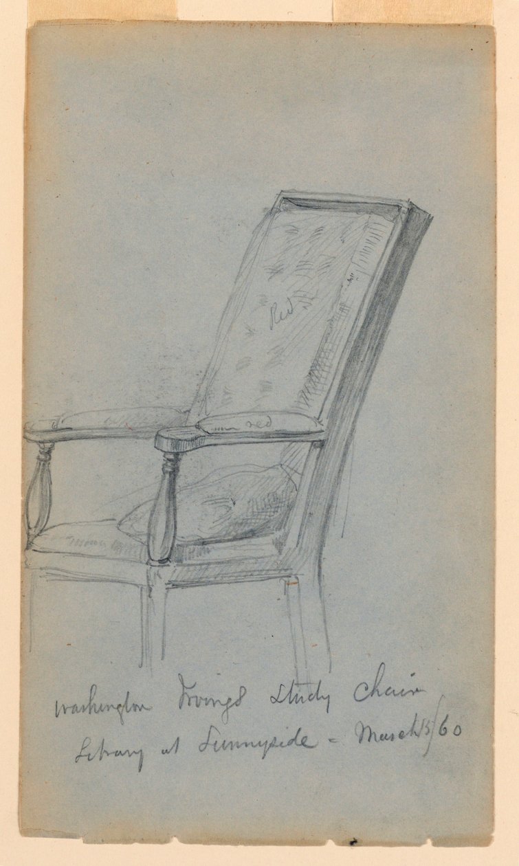 Rajz, Washington Irving dolgozószobája, 1860. március 15. alkotó: Daniel Huntington