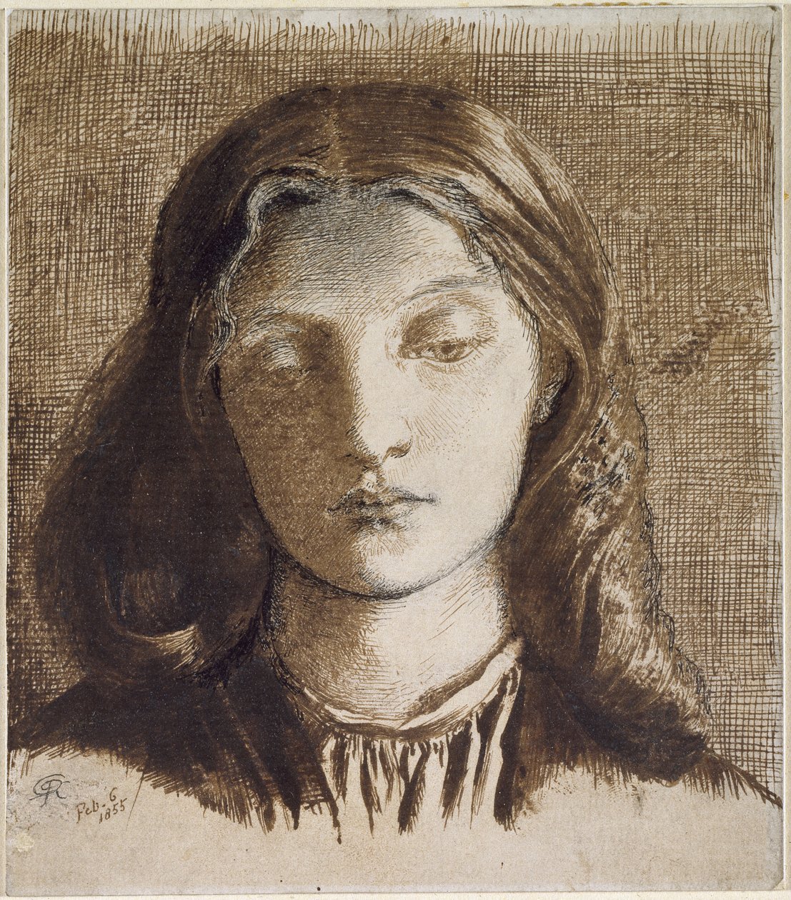 Elizabeth Siddal, 1855 (toll és tinta papíron) alkotó: Dante Gabriel Charles Rossetti