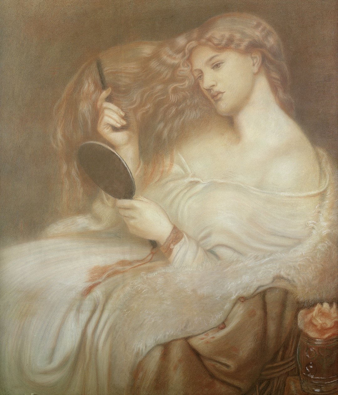 Lady Lilith, 1867-68 körül (piros és fekete kréta papíron) alkotó: Dante Gabriel Charles Rossetti