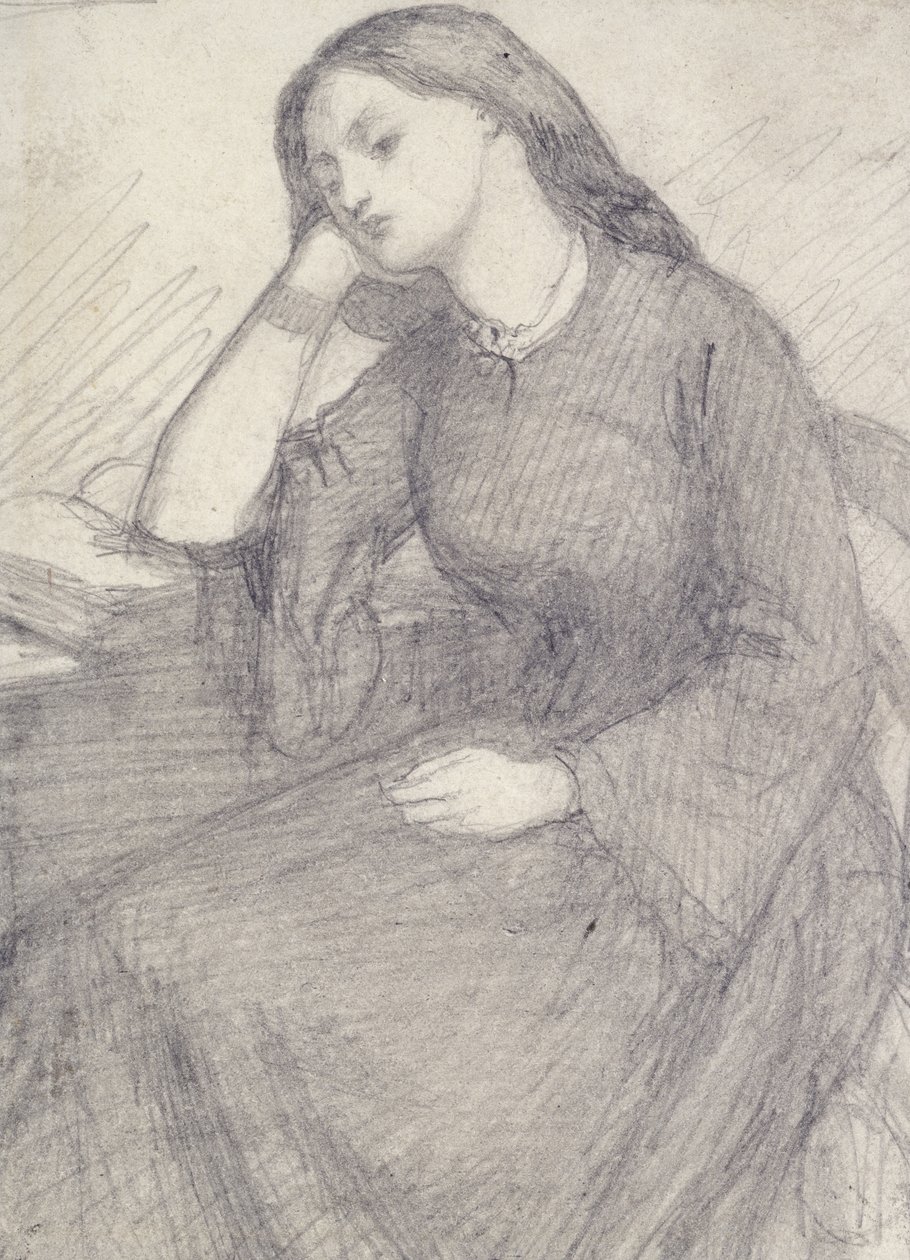 Elizabeth Siddal portréja ülve (grafit papíron) alkotó: Dante Gabriel Charles Rossetti